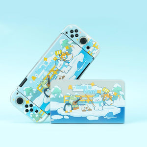 Animals Venture Blue__Nintendo Switch OLED Protection Hard Clear Casing Cover Dock Cover Game Card Storage Case Box