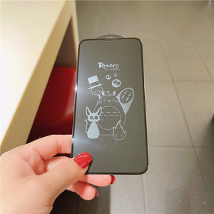 Engraving Anime Cartoon Totoro Iphone 100% Screen Protector Tempered Glass X XS XR XS Max 11 12 13 Mini Pro Max