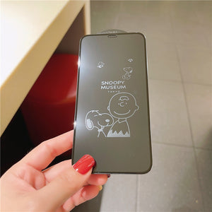 Engraving Anime Cartoon Snoopy Iphone 100% Screen Protector Tempered Glass X XS XR XS Max 11 12 13 14 15 Mini Pro Max