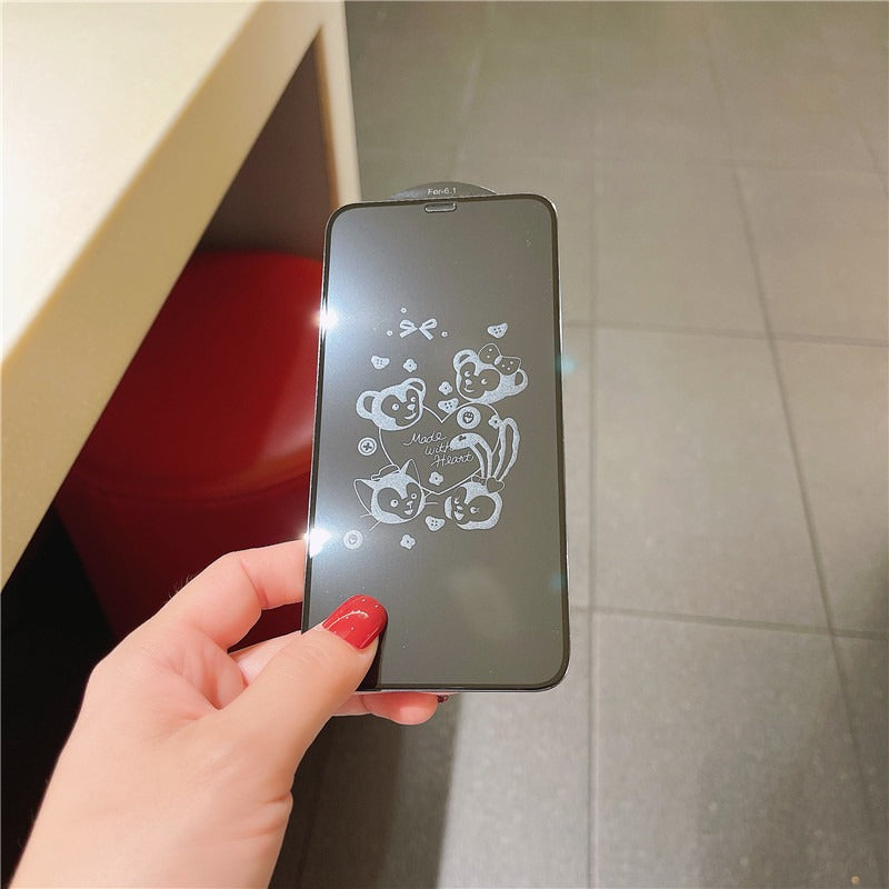 Engraving Anime Cartoonv Duffy Iphone 100% Screen Protector Tempered Glass X XS XR XS Max 11 12 13 Mini Pro Max