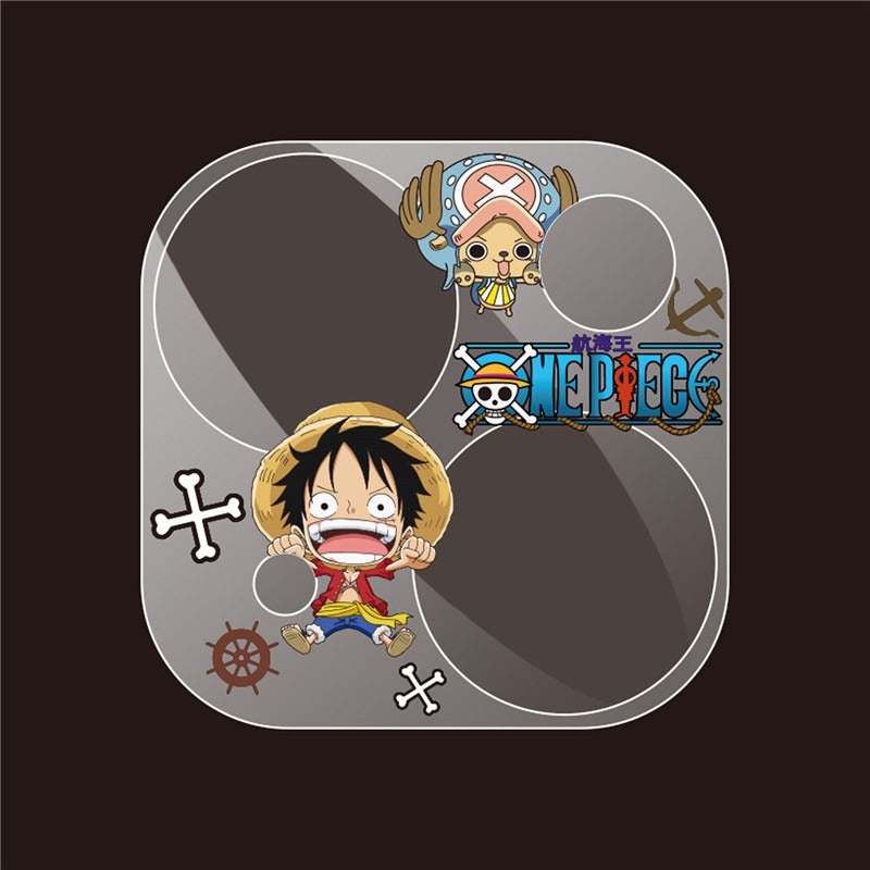 Iphone Camera Lens Protector One Piece Anime Cartoon Printed Tempered Glass 11 12 13 14 15 Plus Pro Max Mini