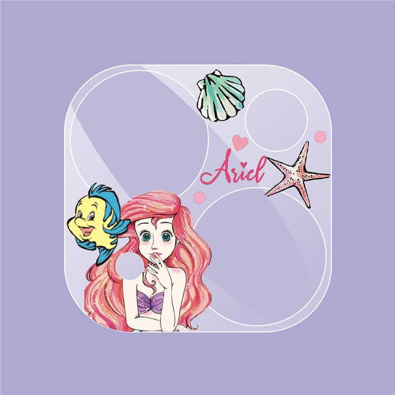 Iphone Camera Lens Protector Ariel Mermaid Anime Cartoon Printed Tempered Glass 11 12 13 14 15 Plus Pro Max Mini