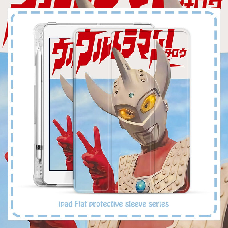 Funny Ultraman Ipad Slim Case Protector + Pencil Slot TPU Ipad Air 1 2 3 4 5 6 Mini 7.9 9.7 10.2 10.5 Pro 11