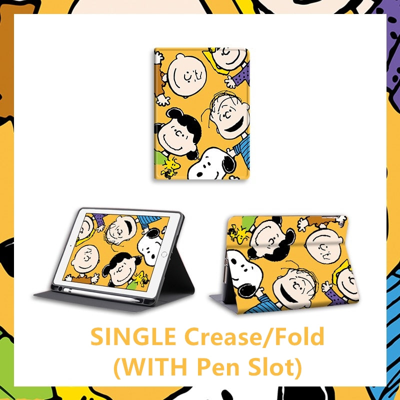 Snoopy Yellow Ipad Slim Case Protector + Pencil Slot TPU Ipad Air 1 2 3 4 5 6 Mini 7.9 9.7 10.2 10.5 Pro 11