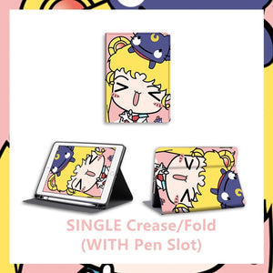 Sailor-Moon-Pink Ipad Slim Case Protector + Pencil Slot TPU Ipad Air 1 2 3 4 5 6 Mini 7.9 9.7 10.2 10.5 Pro 11