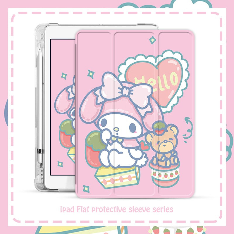 Melody-Pink Ipad Slim Case Protector + Pencil Slot TPU Ipad Air 1 2 3 4 5 6 Mini 7.9 9.7 10.2 10.5 Pro 11