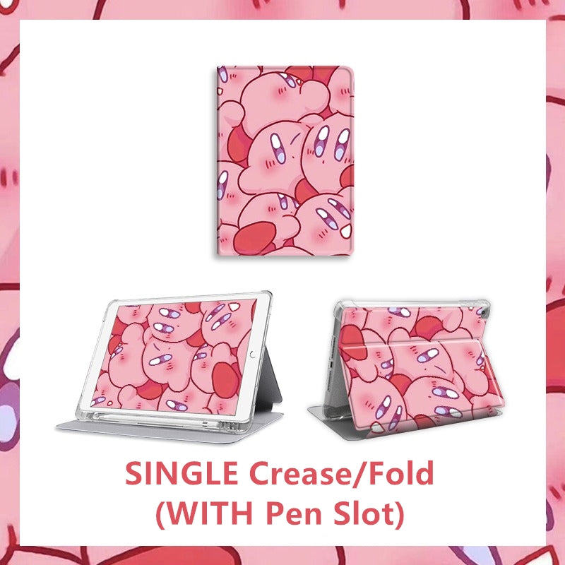 Kirby-Pink Ipad Slim Case Protector + Pencil Slot TPU Ipad Air 1 2 3 4 5 6 Mini 7.9 9.7 10.2 10.5 Pro 11