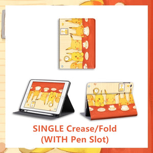 Pikachu-Friends Ipad Slim Case Protector + Pencil Slot TPU Ipad Air 1 2 3 4 5 6 Mini 7.9 9.7 10.2 10.5 Pro 11
