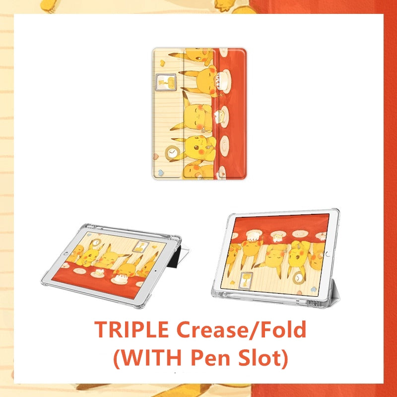 Pikachu-Friends Ipad Slim Case Protector + Pencil Slot TPU Ipad Air 1 2 3 4 5 6 Mini 7.9 9.7 10.2 10.5 Pro 11