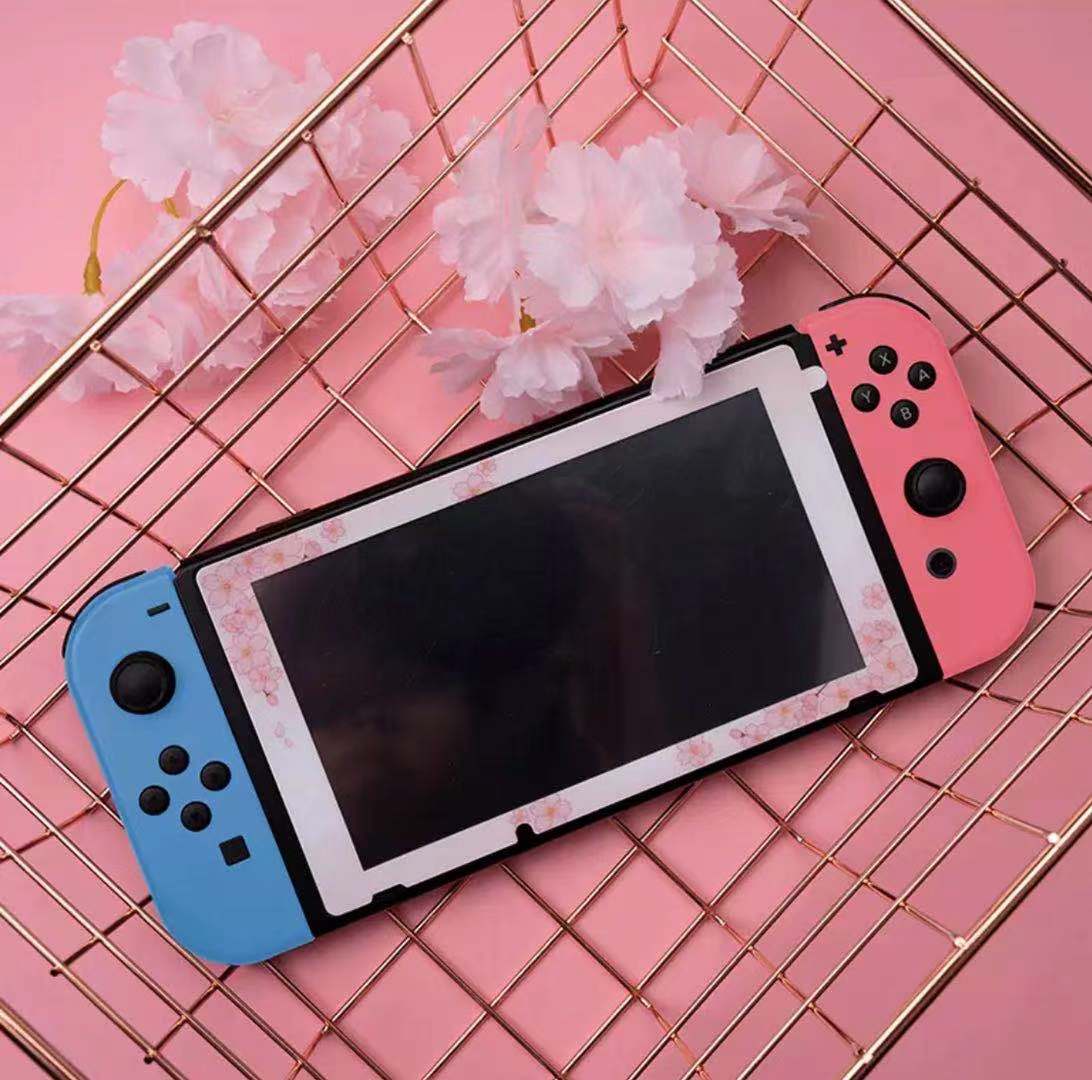 Sakura Glass Tempered Screen with Patterned Frame screen protector_ For Nintendo Switch