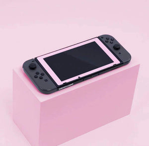 Tempered Glass Screen with coloured PINK Frame screen protector_ For Nintendo Switch