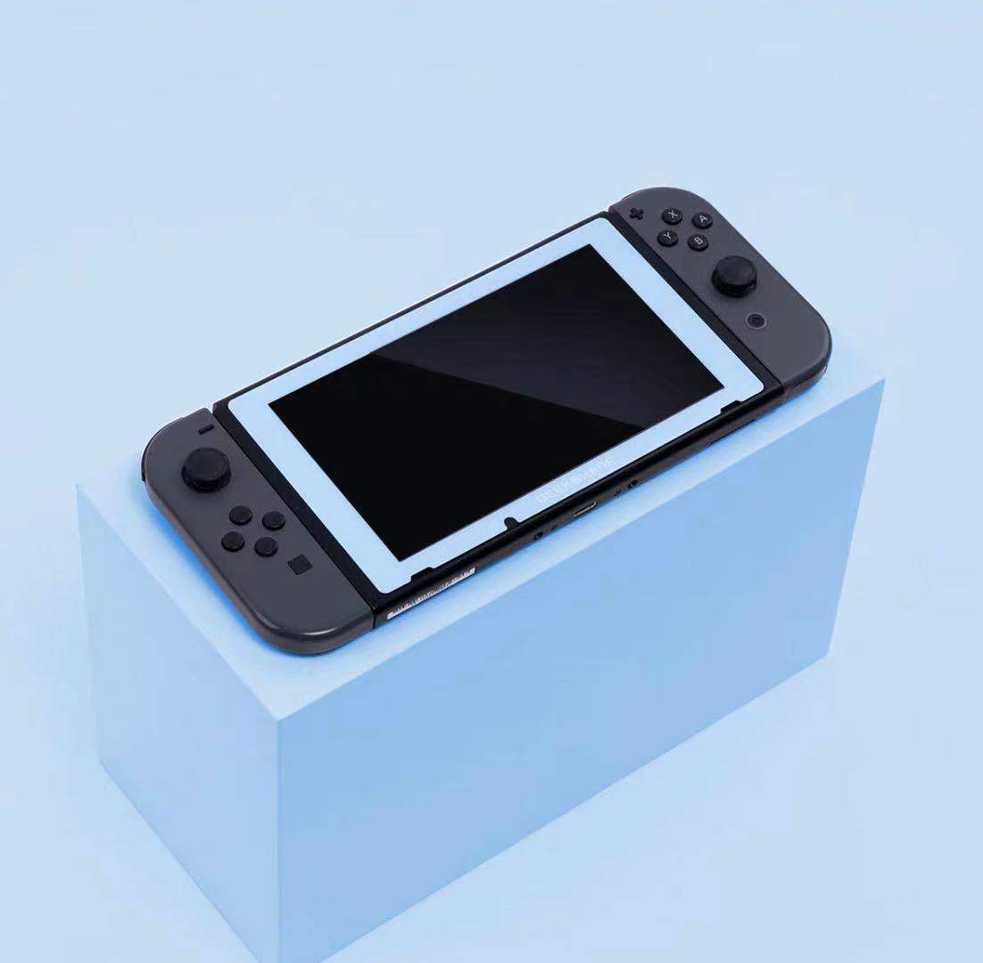 Tempered Glass Screen with coloured BLUE Frame screen protector_ For Nintendo Switch