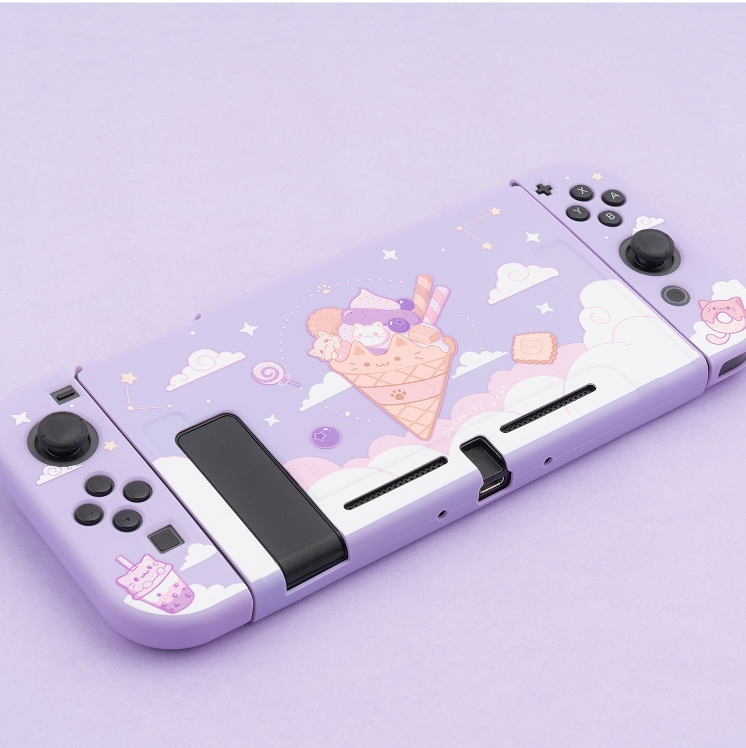 Purple Ice Cream Cat Pastel colors__Nintendo Switch Protection Casing Cover