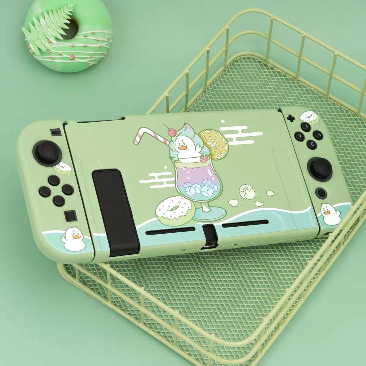 Angry Ducky Green Pastel colors__Nintendo Switch Protection Casing Cover