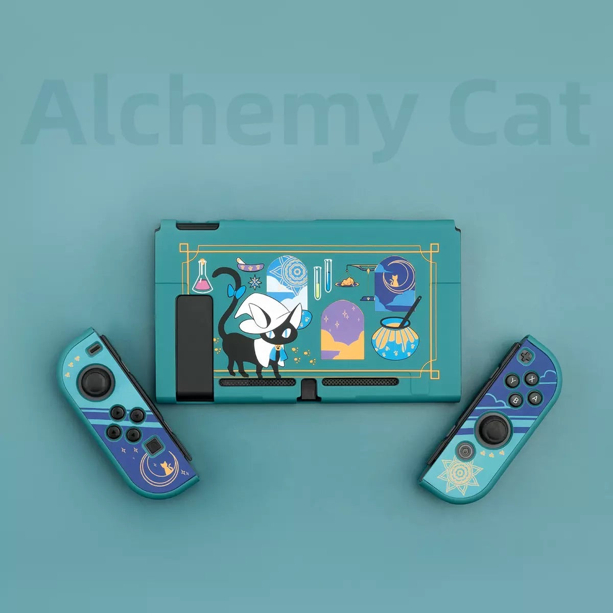 Dark Green Alchemy Cat Pastel colors__Nintendo Switch Protection Casing Cover